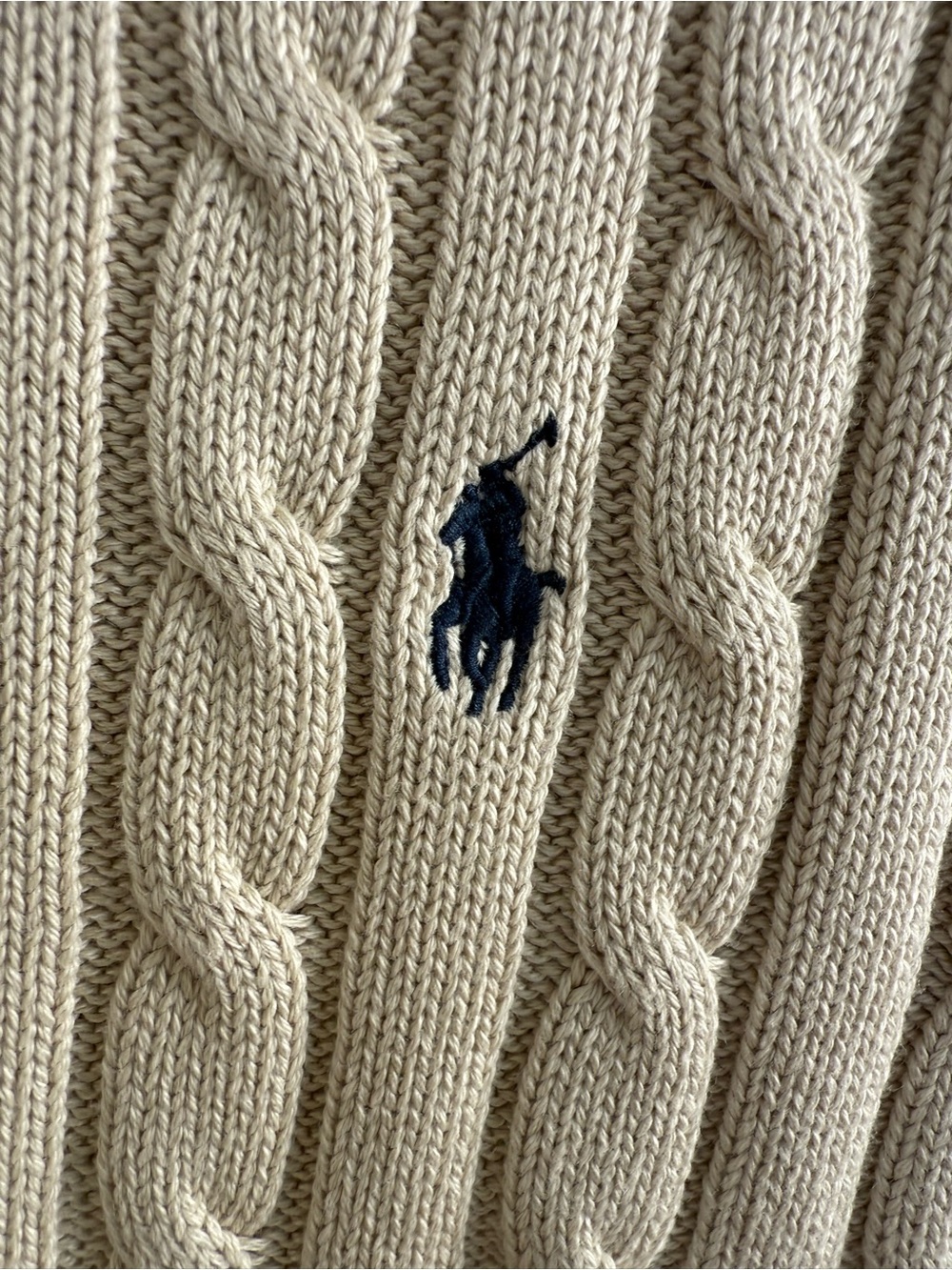 Polo by Ralph Lauren Greenish Beige Cable-Knit Short Sleeve Sweater Size M - Picture 3 of 6